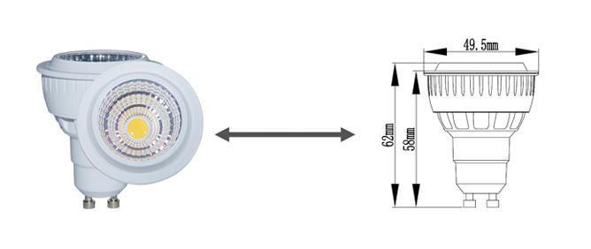 High quality 5W CRI80 AC85-265V LED Spotlight GU10 350-380lm GU10 LED bulb dimmable available
