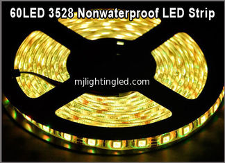 China 3528 Flexible led tape string Non-waterproof IP20 60led/m SMD LED string light Yellow color for Christmas decoration supplier